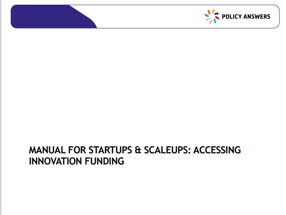 Manual for Startups and Scaleups: Access to Innovation Financing